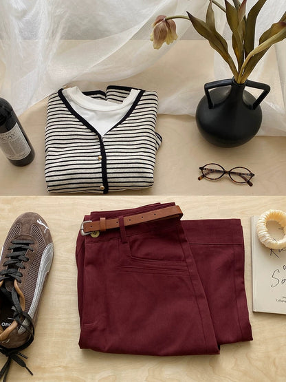 Word-of-mouth trousers ~ High-end lyocell washed cotton straight wide-leg pants for women autumn high-waisted nine-point casual pants for small people