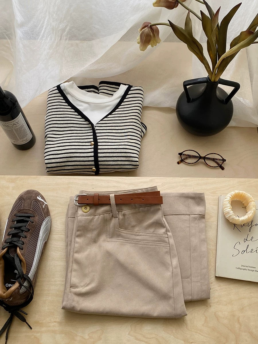 Word-of-mouth trousers ~ High-end lyocell washed cotton straight wide-leg pants for women autumn high-waisted nine-point casual pants for small people