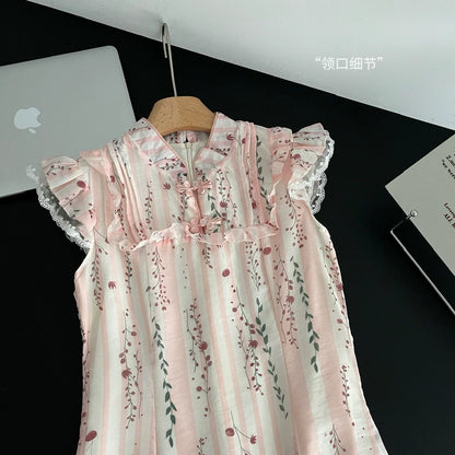 Youni's homemade Chinese style girl summer new Chinese style slim dress