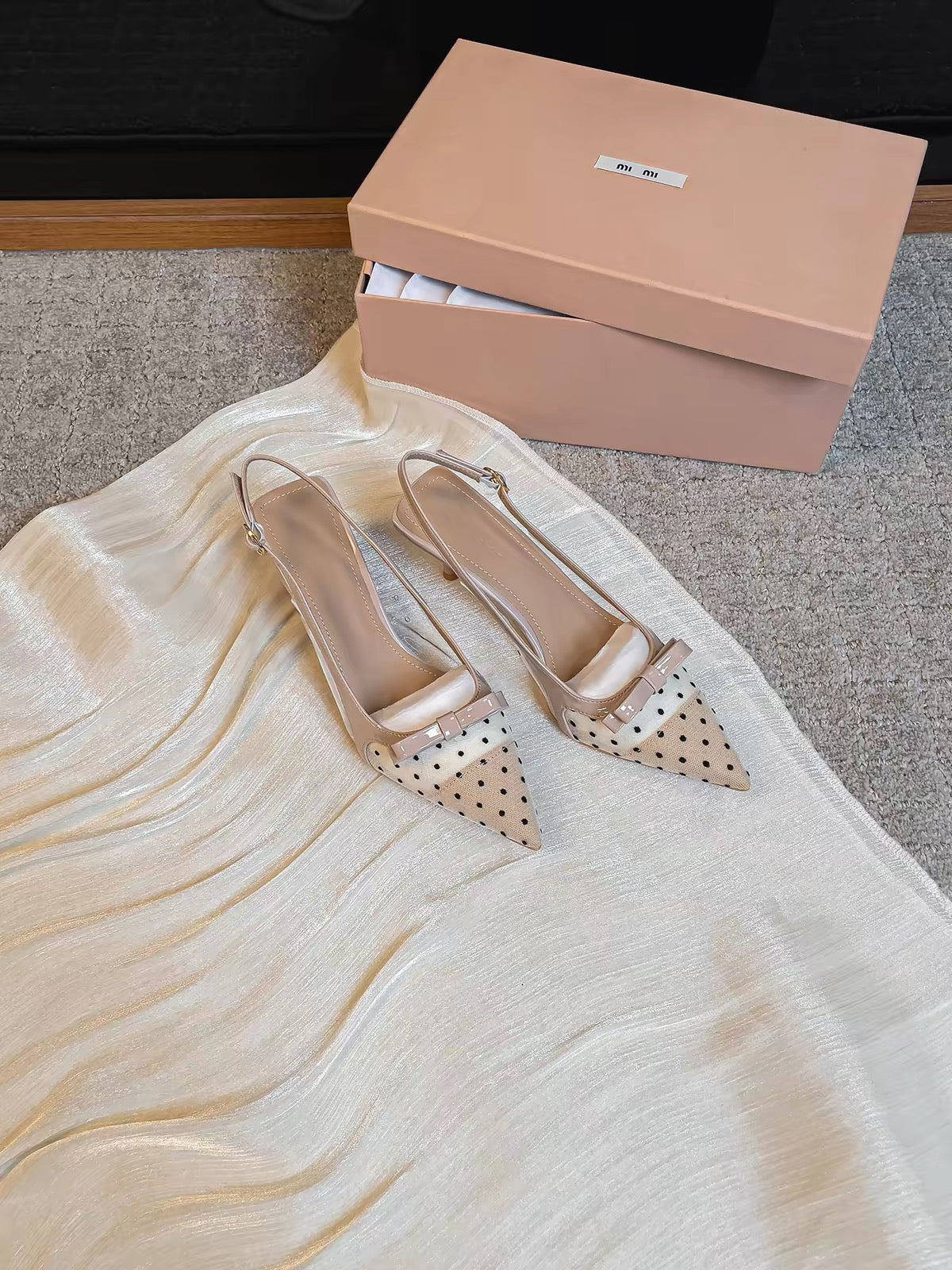 Jianghou Women's Soft-Leather Stiletto Heels – Polka-Dot Design, Pointed-Toe Mesh Sandals with a Chic, Alluring Style.