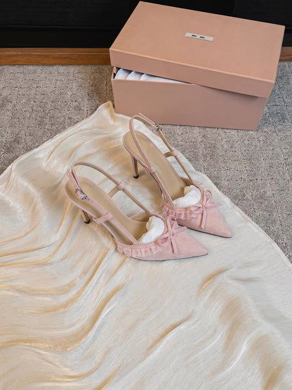 Jianghou Exquisite Engagement Heels: Comfortable Pink Stilettos with Ankle Straps and Bows – 2026 New Collection