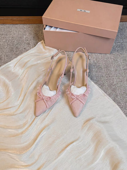 Jianghou Exquisite Engagement Heels: Comfortable Pink Stilettos with Ankle Straps and Bows – 2026 New Collection
