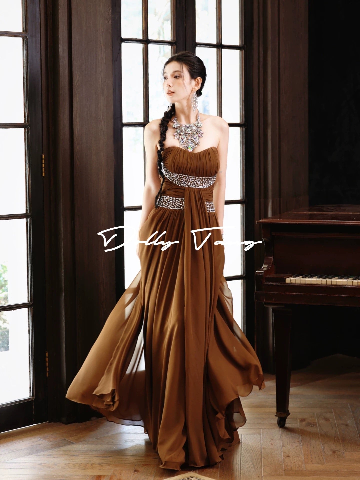 dollytang's "Earth Mother" Heavy-Duty Pleated Sequined Strapless Dress - Party Greek Style Light Evening