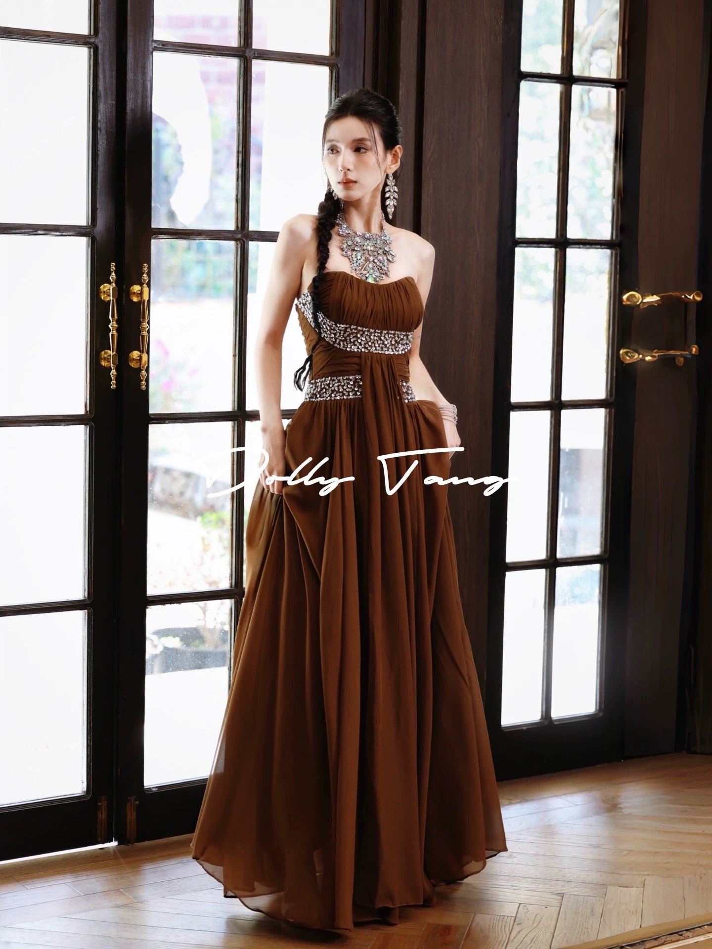 dollytang's "Earth Mother" Heavy-Duty Pleated Sequined Strapless Dress - Party Greek Style Light Evening