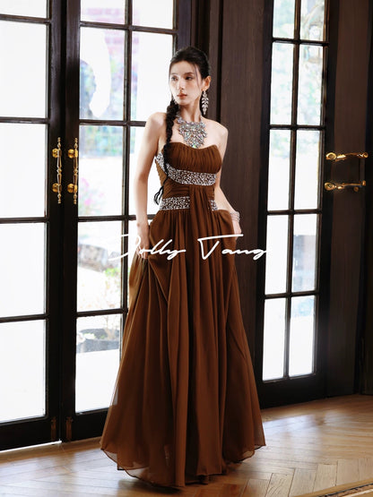 dollytang's "Earth Mother" Heavy-Duty Pleated Sequined Strapless Dress - Party Greek Style Light Evening