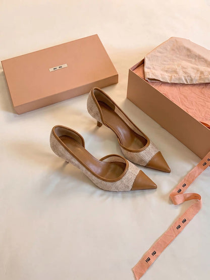 Jianghou Summer 2026 Women's High Heels – Sophisticated, Comfortable, Breathable Mesh, Pointed-Toe, Side-Cut Stilettos