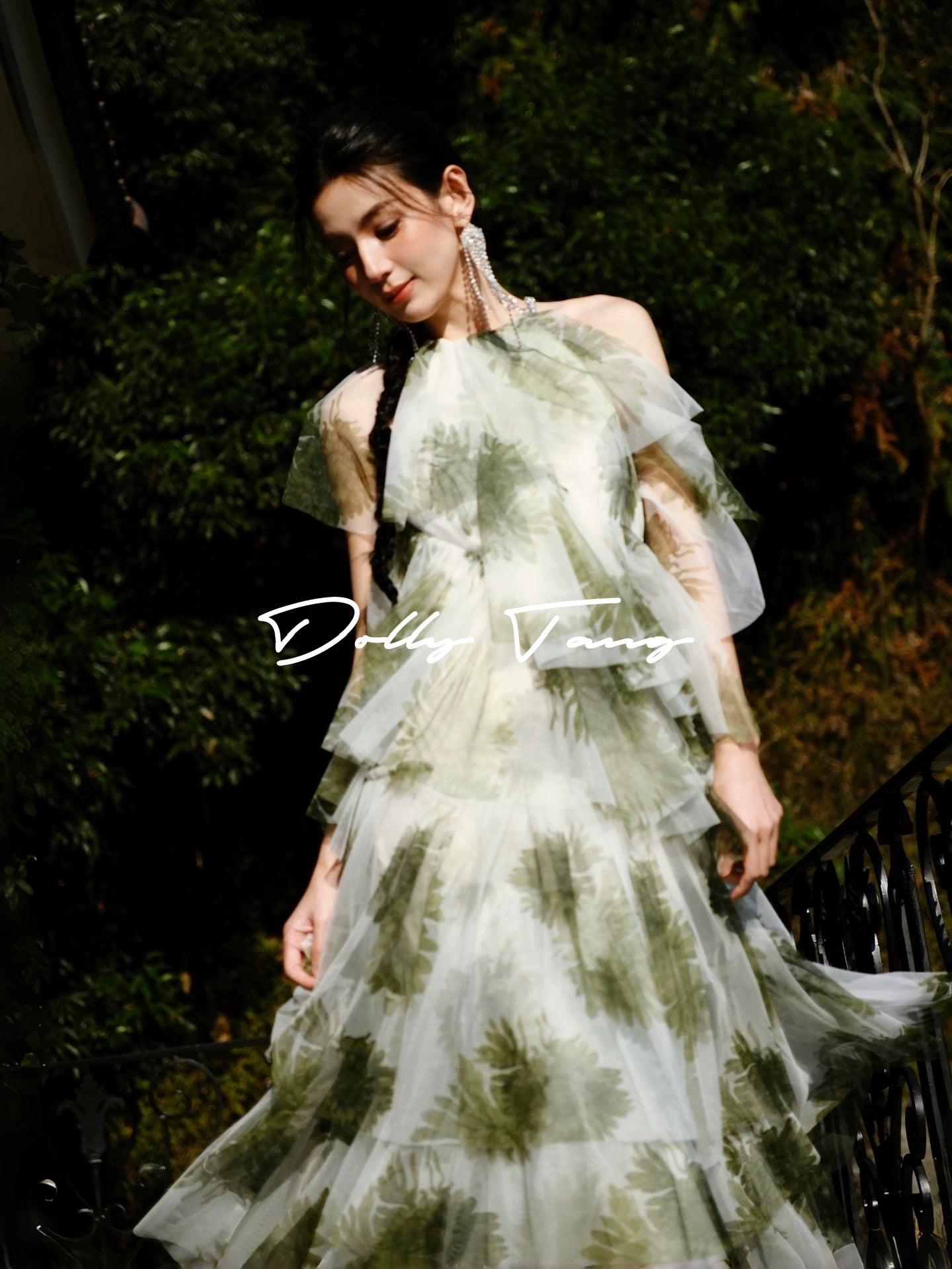 dollytang's lightweight, asymmetrical halter-neck dress, a flowing, layered morning robe/light formal gown.