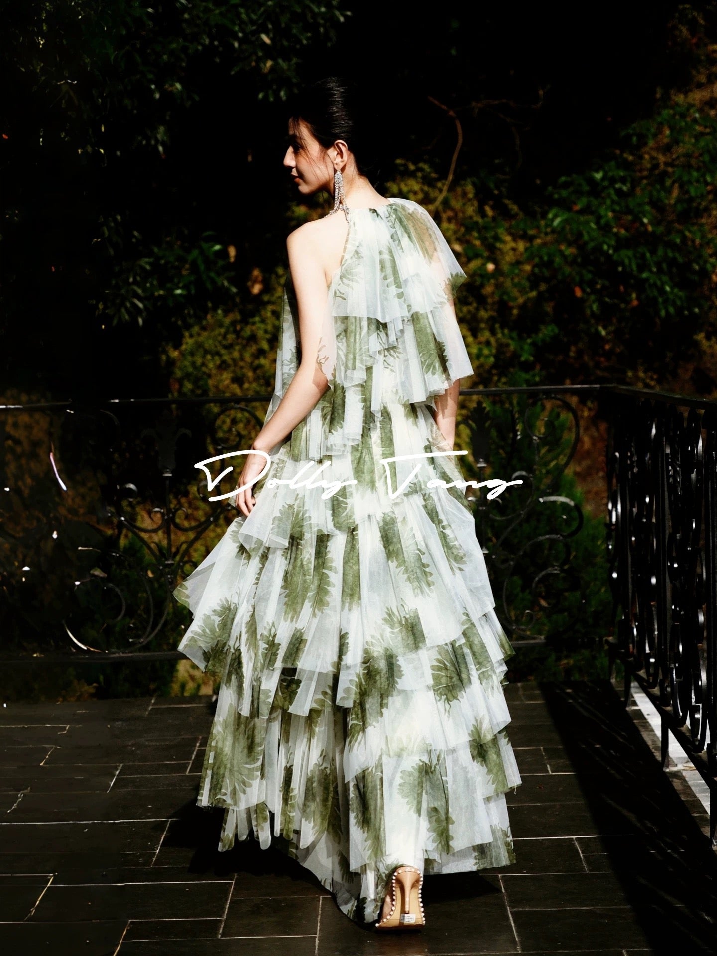 dollytang's lightweight, asymmetrical halter-neck dress, a flowing, layered morning robe/light formal gown.