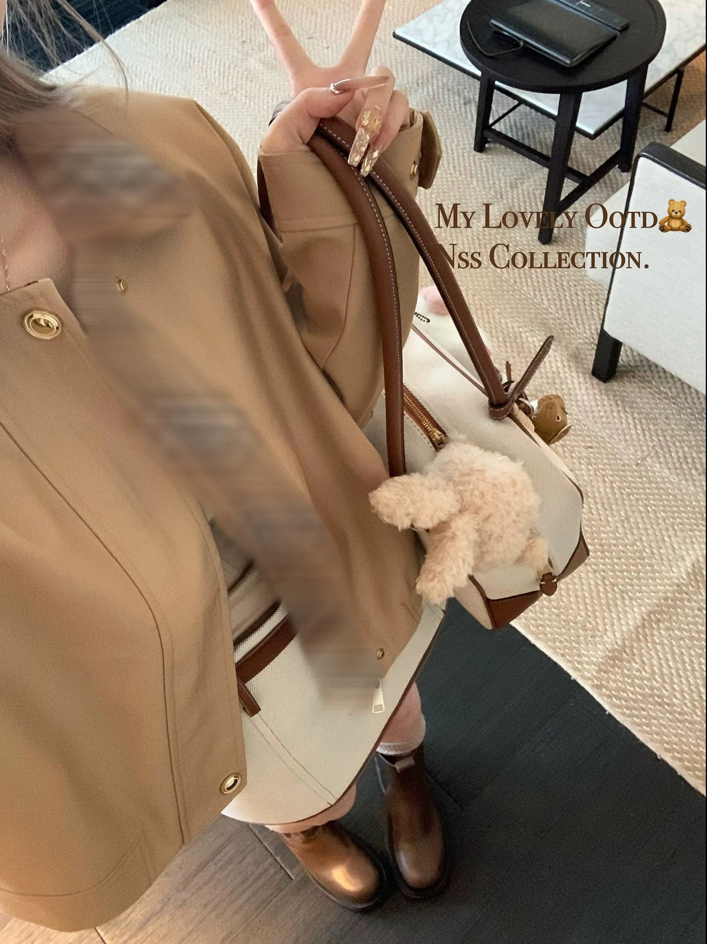NSS COLLECTION Tokyo Sunset bbr khaki windbreaker plaid lapel jacket loose short coat