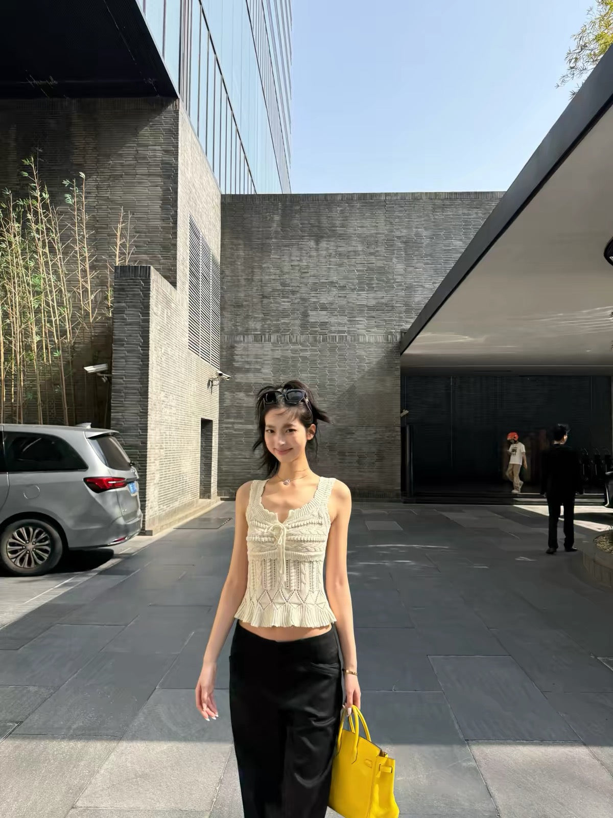 yangzifan Women's Red 100% Cotton Camisole – Heavy-Gauge Knit Sleeveless Top with a Unique Design (Summer)