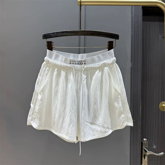 White wide-leg shorts women 2025 summer thin style fashionable all-match high waist loose casual sports a-line hot pants