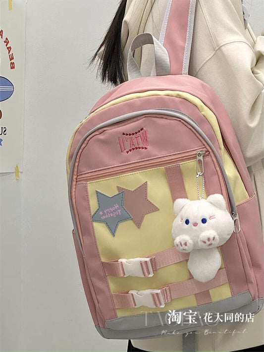 Schoolbags for female junior high school students 2024 new style college students simple versatile multi-layer niche design girl backpack high school
