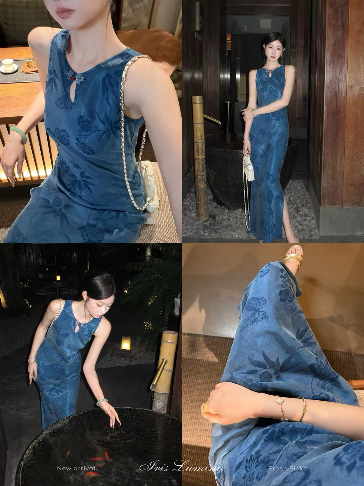 Iris Lumina "A Bouquet of Elegance" – Lyocell Sleeveless Dress: New Autumn Neo-Chinese Style Sophisticated Maxi Dress