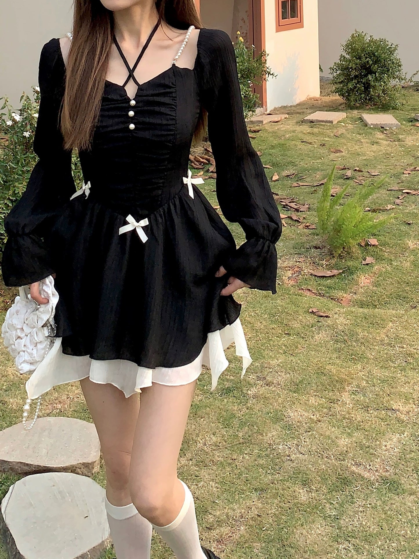 DREAM SEVEN77 off-shoulder short waist-hugging dress for women 2024 spring new halterneck skirt