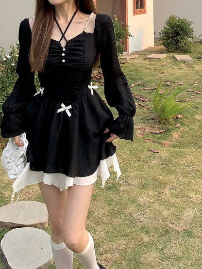 DREAM SEVEN77 off-shoulder short waist-hugging dress for women 2024 spring new halterneck skirt