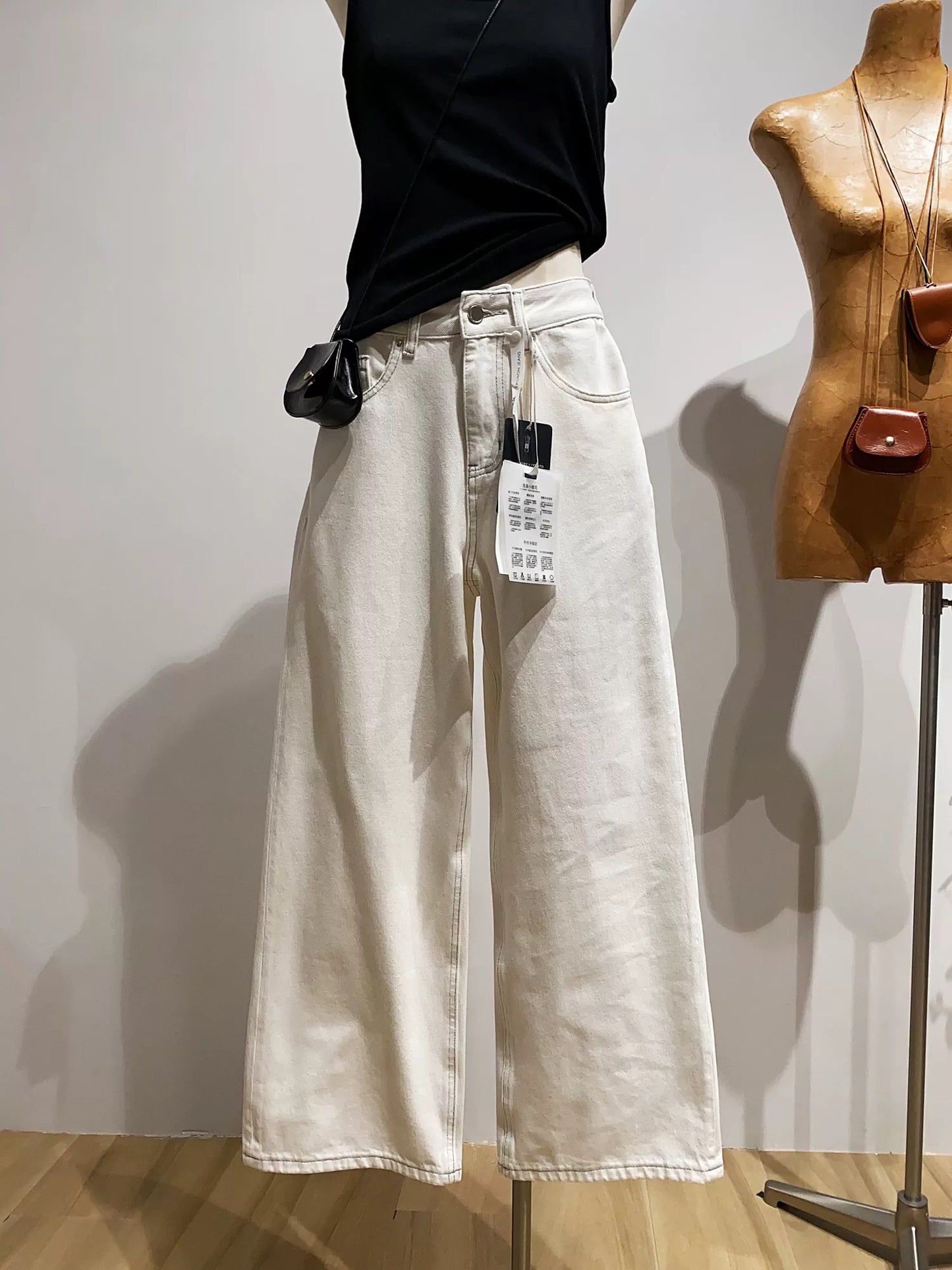 High-waisted slimming straight leg jeans for women, new spring and autumn style, loose fit, versatile wide-leg trousers