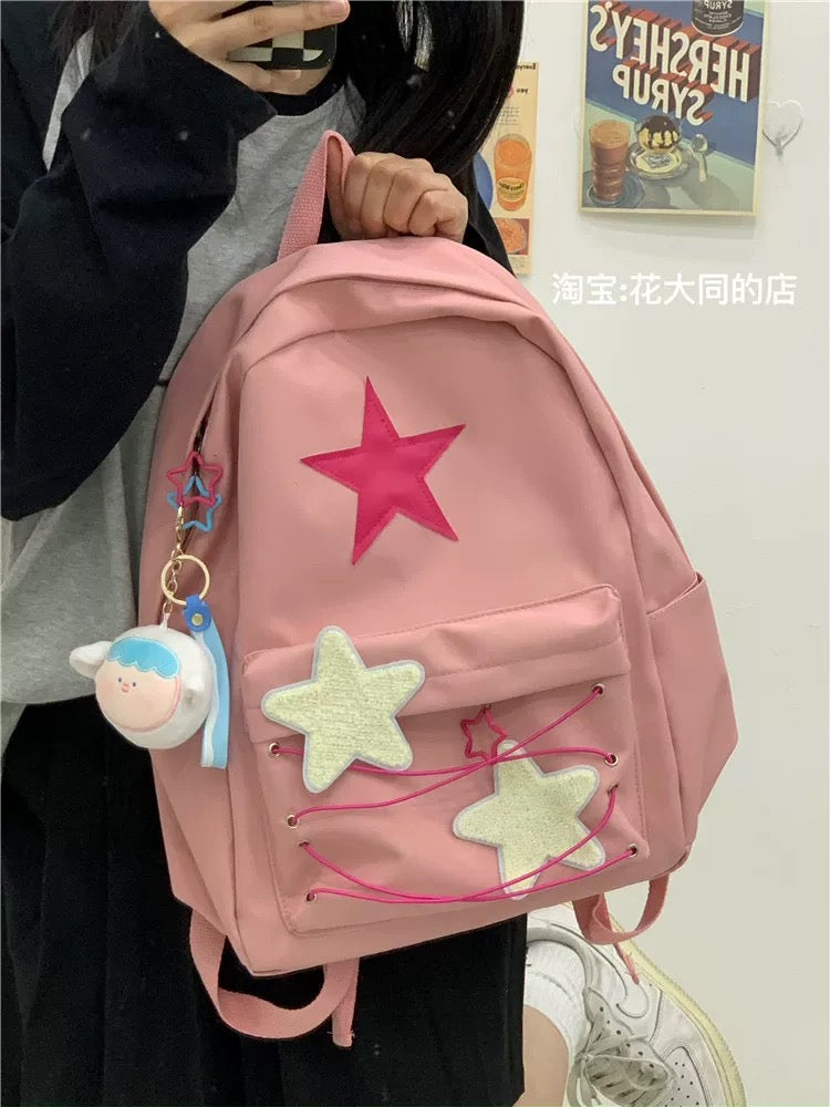 Self-made star strap schoolbag for female college students Japanese style ins large capacity casual versatile trendy backpack backpack
