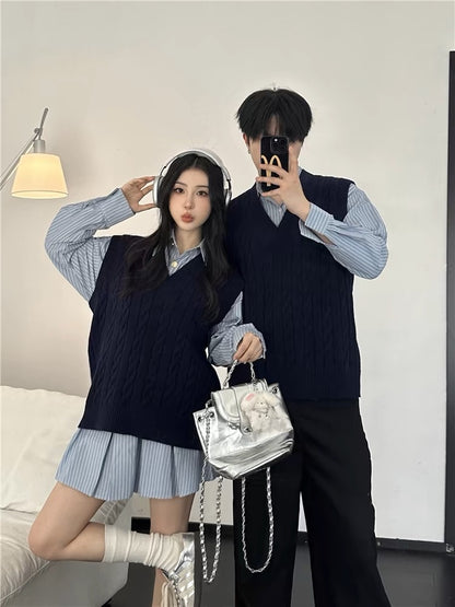 Niche design couple's clothing spring and autumn 2024 Korean style long-sleeved shirt women's dress French style one skirt and one trendy dress