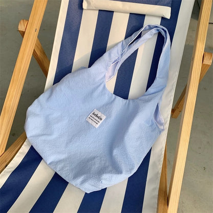 Japanese ins cream yellow summer cute and sweet college student shopping bag large capacity solid color single shoulder canvas bag for women
