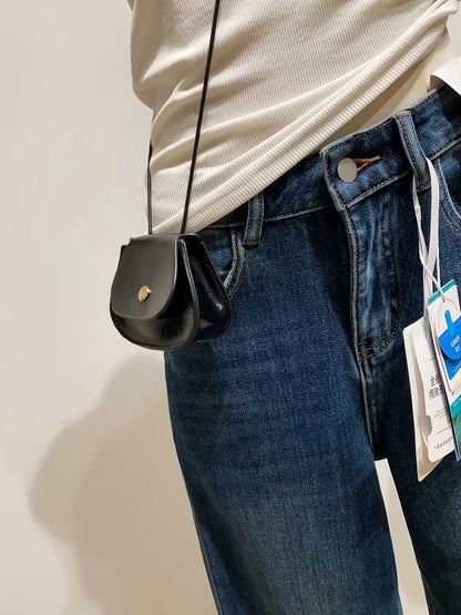 Retro High-Waisted Slimming Straight Leg Jeans for Women, Spring and Autumn Casual Commuter Wide Leg Pants