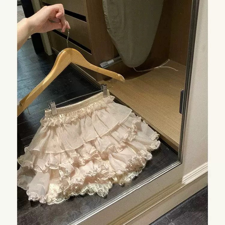 Rich Girl Ballet Pleated Tutu New Lace Slim Cake High Waist Skirt Shaped Short Skirt