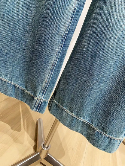 New Spring/Autumn Wide-Leg Jeans for Women, Korean Style, Loose Fit, Casual, Stretch Straight Leg Pants