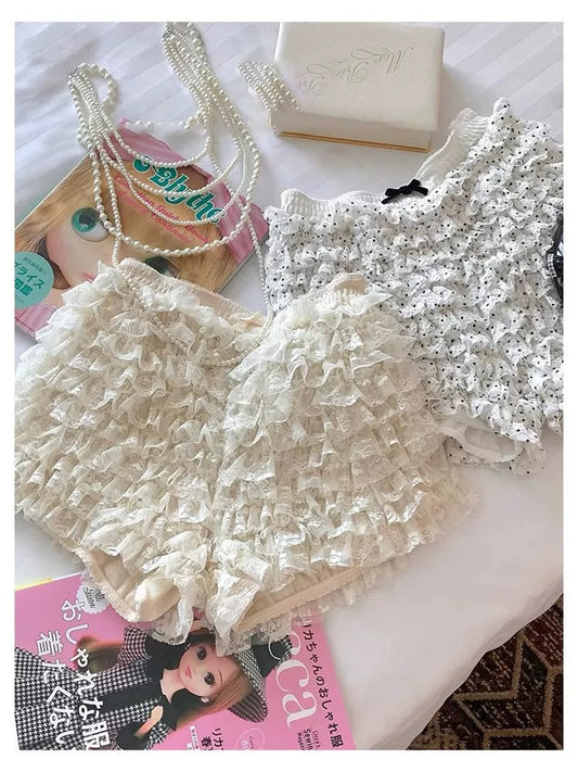 Bonnie Dot Rabbit This issue strongly recommends heavy-duty splicing lace polka dot ripped elastic cake pants