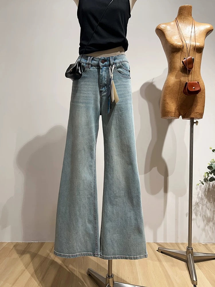 Embroidered Flared Jeans for Women, Slim Fit, Wide Leg, Casual Flare Pants for Spring and Autumn