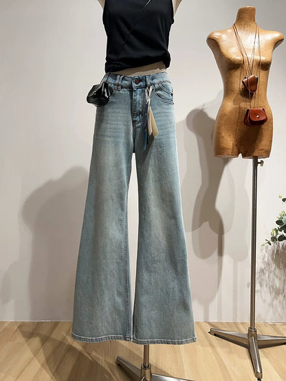 Embroidered Flared Jeans for Women, Slim Fit, Wide Leg, Casual Flare Pants for Spring and Autumn