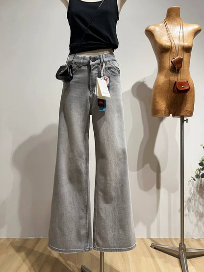 Embroidered Flared Jeans for Women, Slim Fit, Wide Leg, Casual Flare Pants for Spring and Autumn
