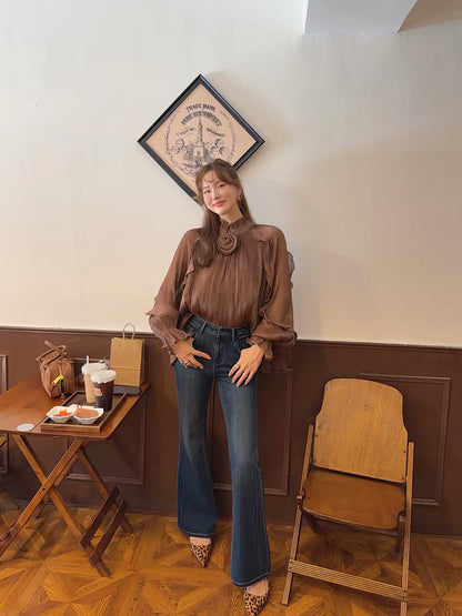 Ji-young Unnie: Effortlessly chic and loose-fitting French-style shirt—a sweet, ethereal new arrival for Autumn 2026 featuring flutter sleeves.