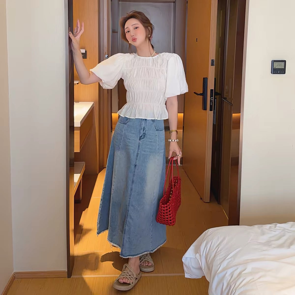 [Regular Price: 223 | Clearance Flash Sale: No Returns or Exchanges] Chic and Versatile Summer Puff-Sleeve Shirt