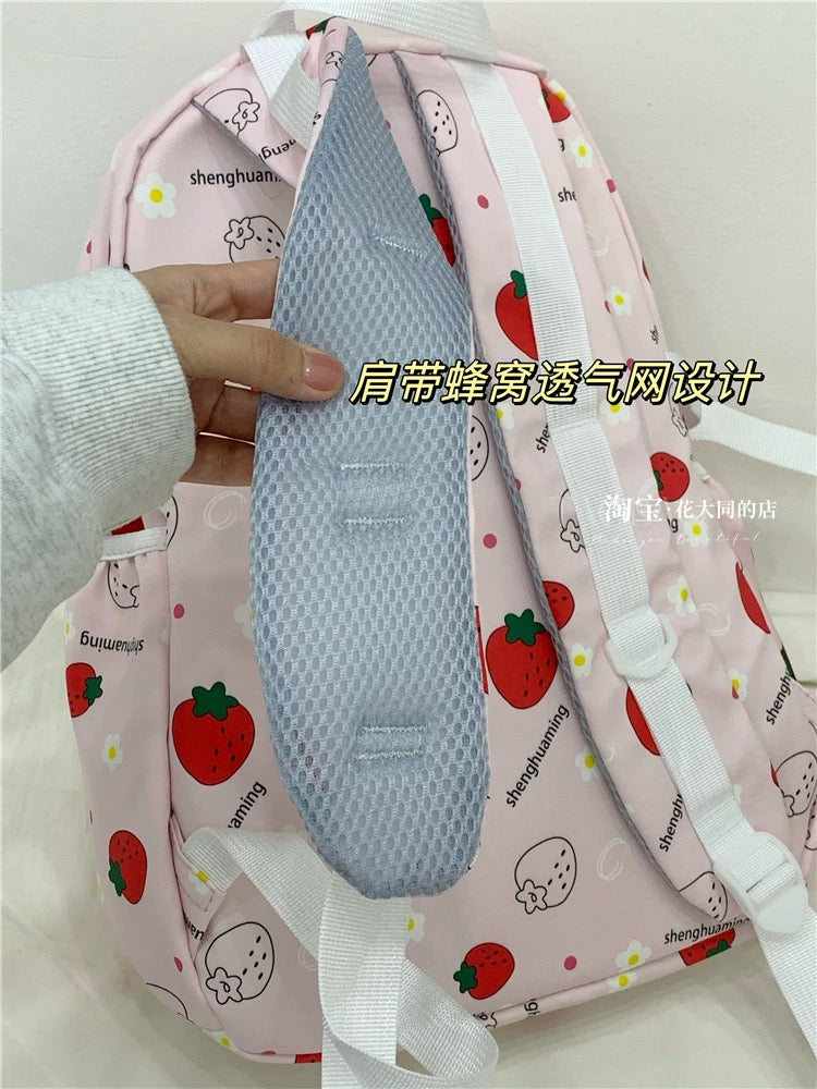 School bag female ins Japanese style small fresh and cute strawberry girl backpack casual versatile junior high school student backpack