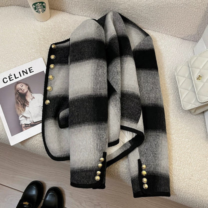 Black Korean style atmosphere down lining small fragrance style short jacket female 2025 winter new high-end warm tops