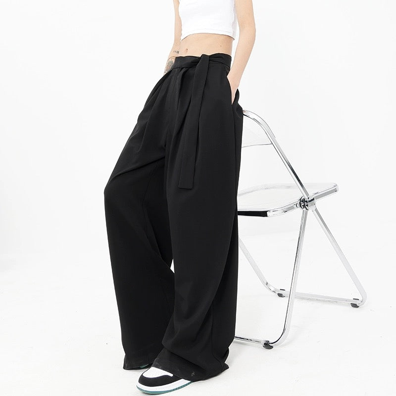 KEN STUDIO gray straight suit pants for women spring and autumn new design niche casual pants wide leg pants