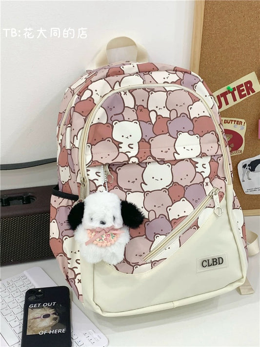 Japanese style ins graffiti schoolbag female high school student junior high school student large capacity cartoon backpack forest style versatile backpack