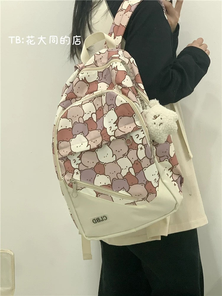 Japanese style ins graffiti schoolbag female high school student junior high school student large capacity cartoon backpack forest style versatile backpack