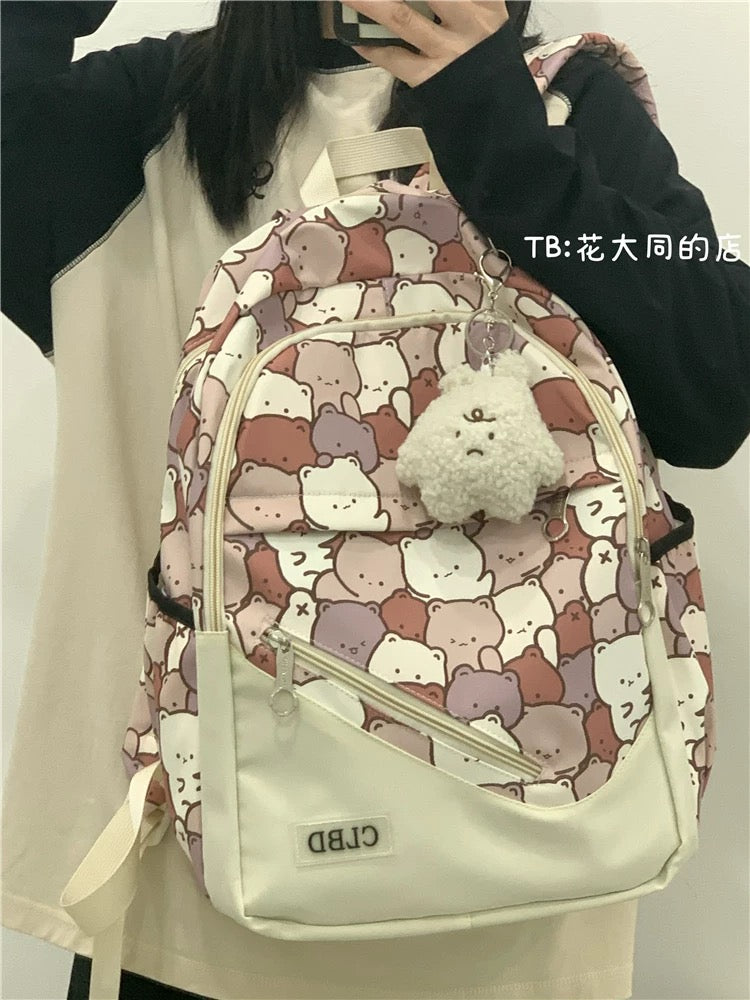 Japanese style ins graffiti schoolbag female high school student junior high school student large capacity cartoon backpack forest style versatile backpack