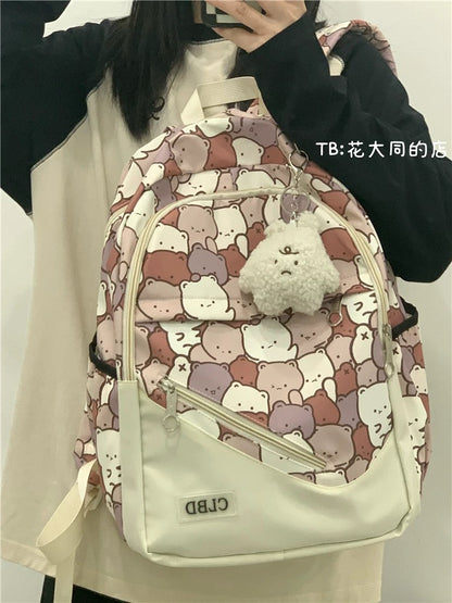 Japanese style ins graffiti schoolbag female high school student junior high school student large capacity cartoon backpack forest style versatile backpack