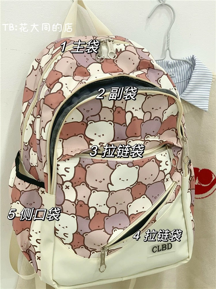 Japanese style ins graffiti schoolbag female high school student junior high school student large capacity cartoon backpack forest style versatile backpack