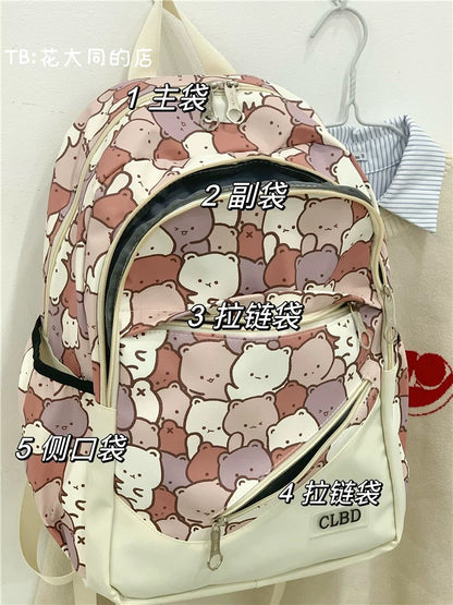 Japanese style ins graffiti schoolbag female high school student junior high school student large capacity cartoon backpack forest style versatile backpack