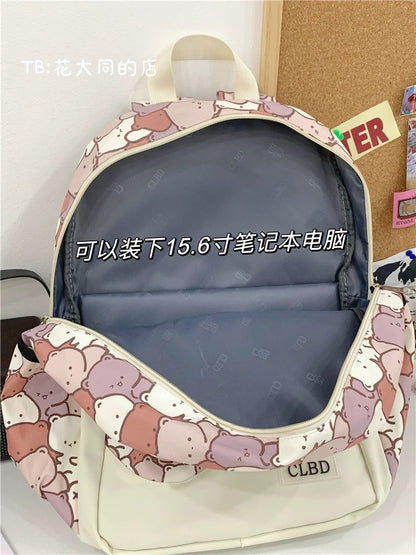 Japanese style ins graffiti schoolbag female high school student junior high school student large capacity cartoon backpack forest style versatile backpack