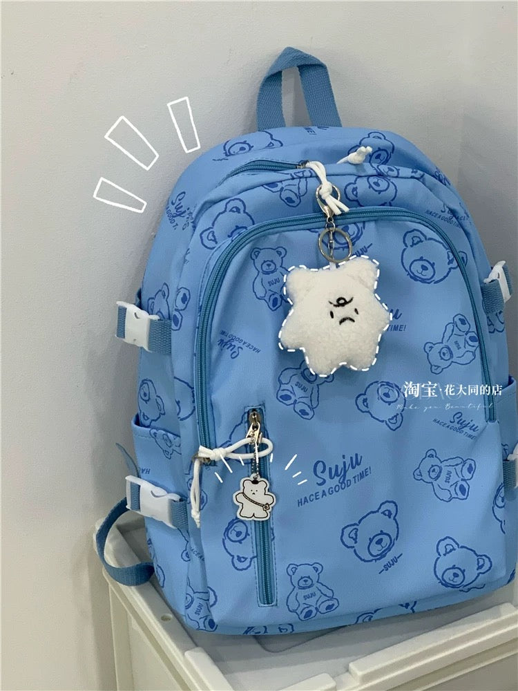 Japanese ins cartoon bear backpack, Korean version, forest style, versatile, trendy, large-capacity schoolbag, female high school student backpack