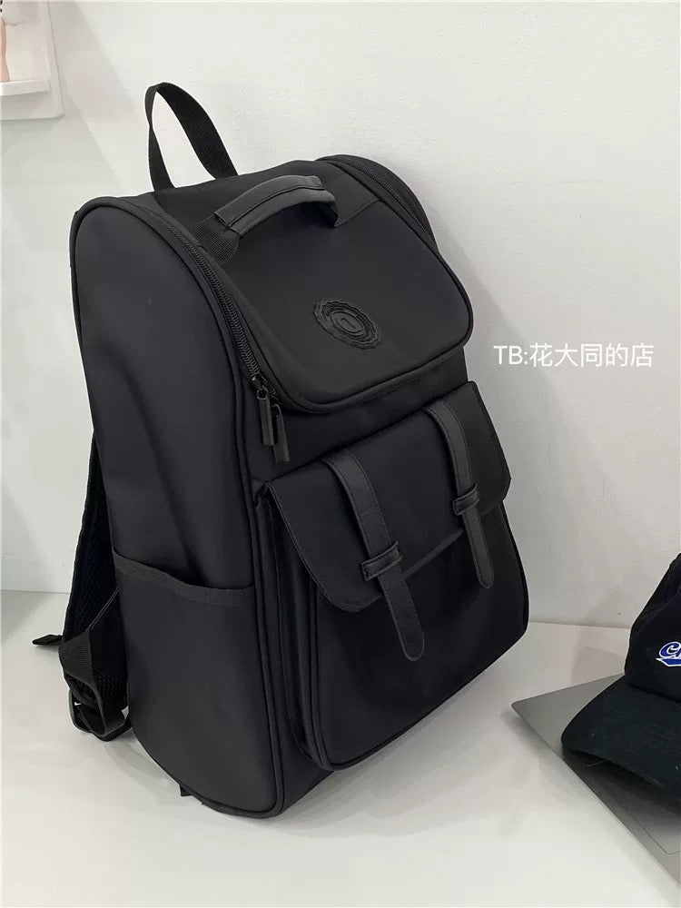School bag large capacity backpack men's trendy brand casual versatile junior high school student travel black water-repellent computer bag