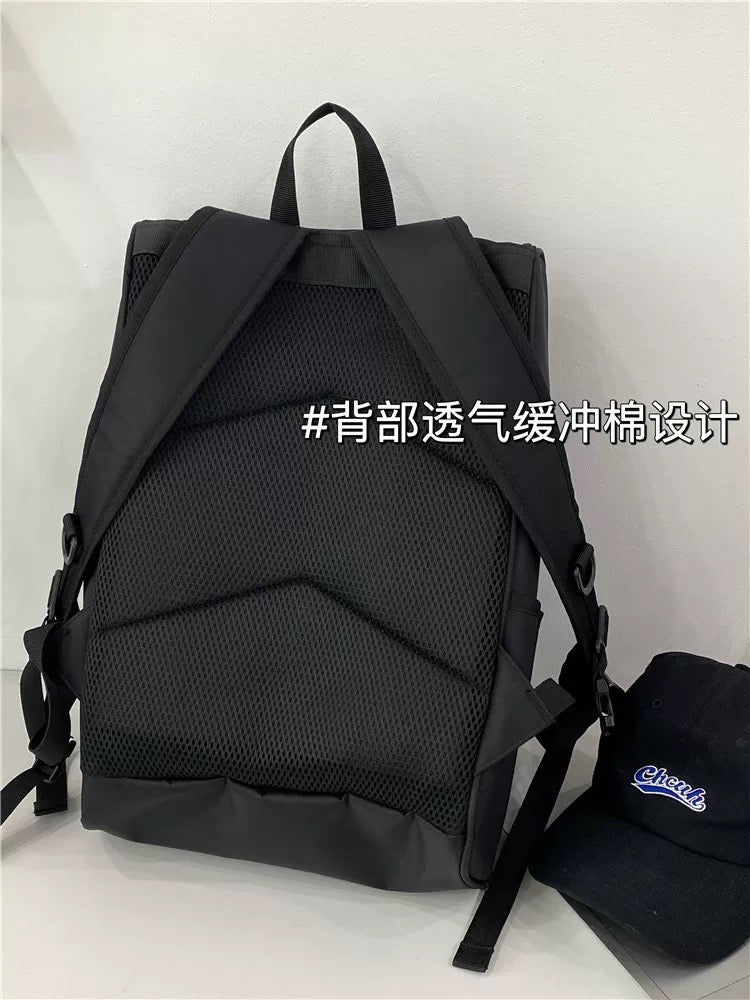 School bag large capacity backpack men's trendy brand casual versatile junior high school student travel black water-repellent computer bag