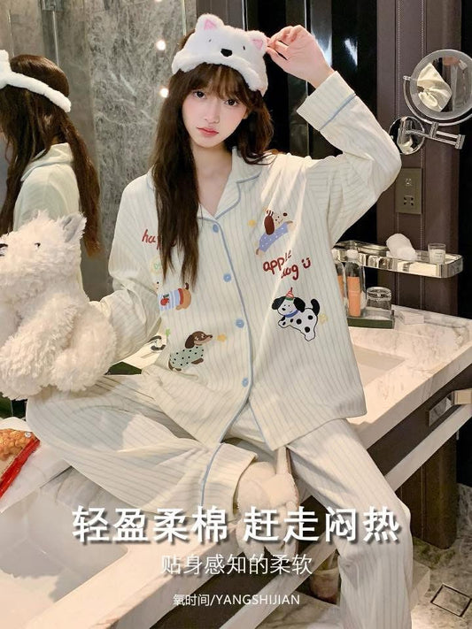 Oxygen Time Cotton Women's Pajamas Long Sleeve Spring and Autumn 2025 Cardigan Dachshund Autumn and Winter Home Clothes Set