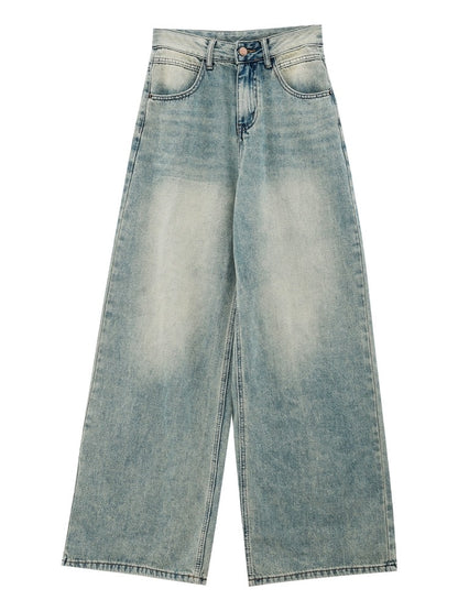 ABWEAR original 2024 new spring and autumn retro wide-leg jeans for women slimming loose floor-length straight pants