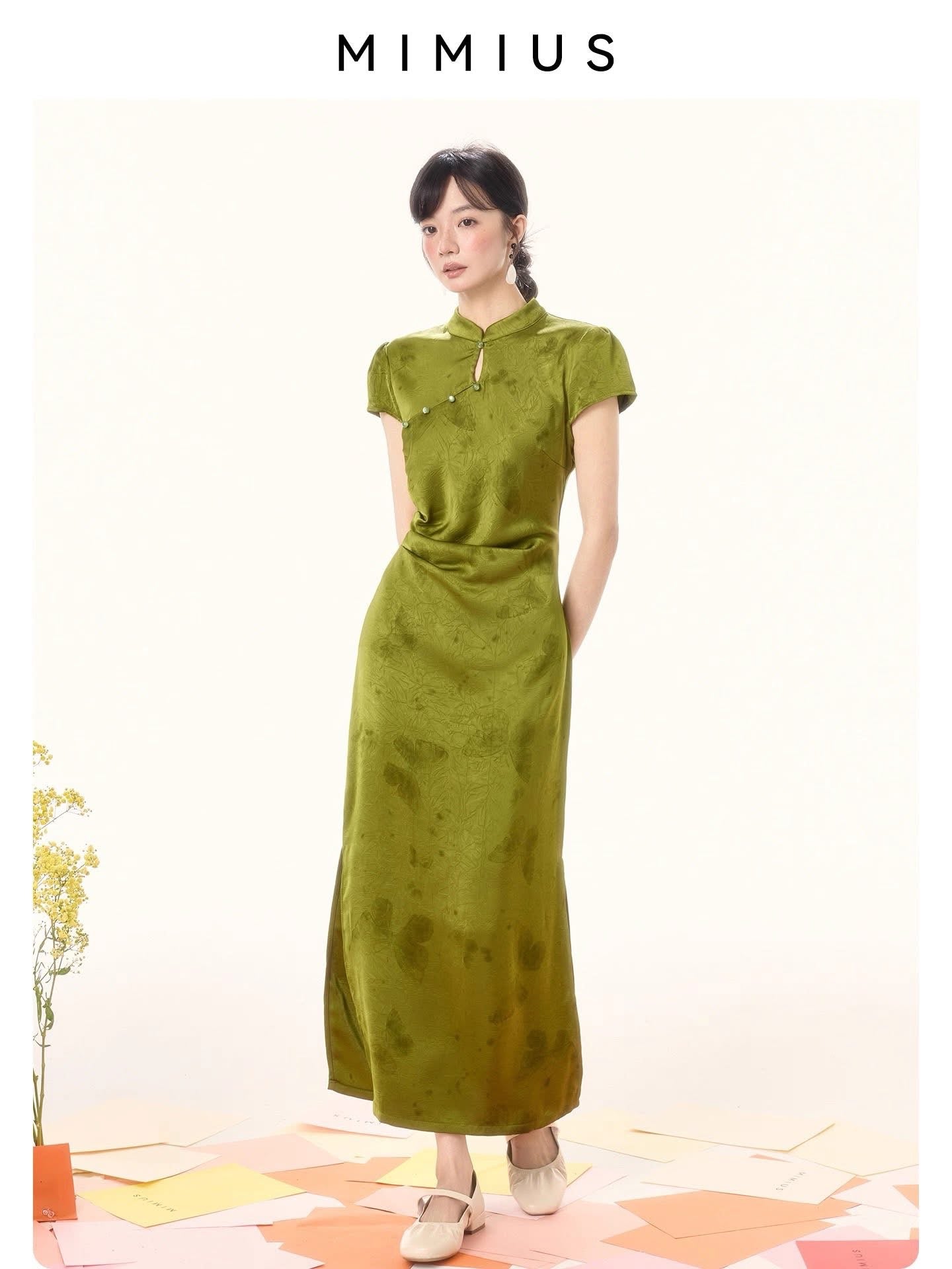 [mimius] You Lulu New Chinese style butterfly print improved cheongsam dress temperament long skirt