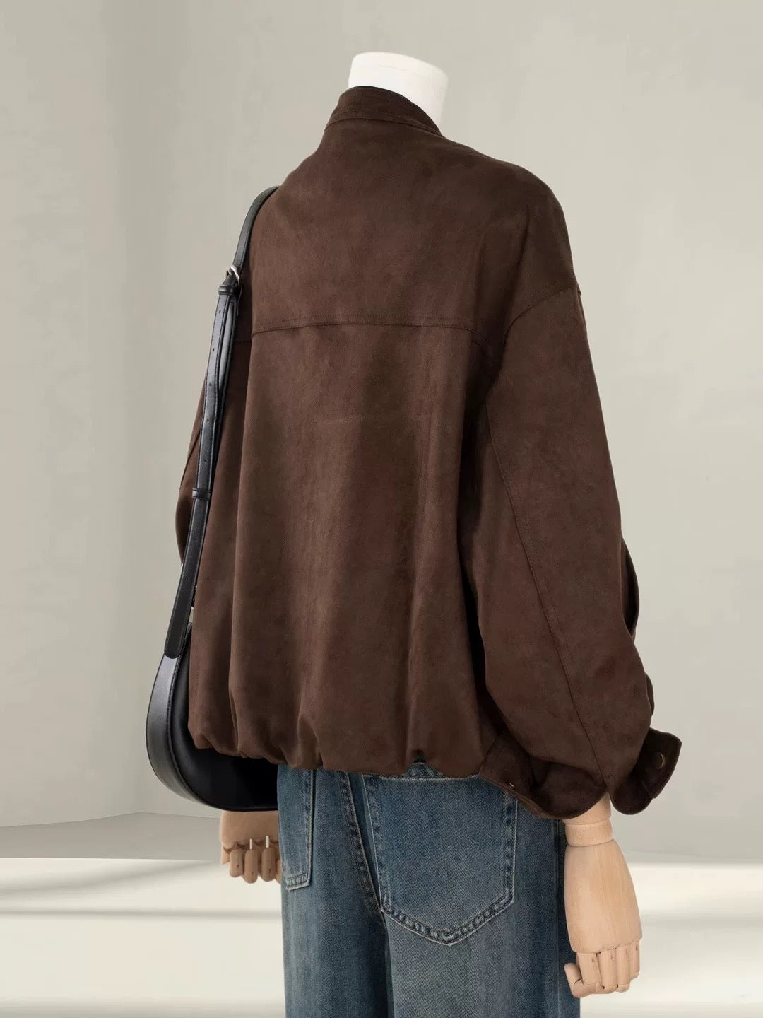 Maillard suede jacket for women, petite, 2025 spring and autumn new Korean style, super good-looking stand-up collar short jacket trend