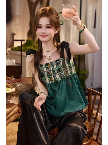 TUNTUN Spring/Summer "Lights Come Up" Collection: New Chinese-style camisole featuring a color-blocked *Tang Sancai* aesthetic and "Chanel-esque" styling—designed to be worn as an outer layer.